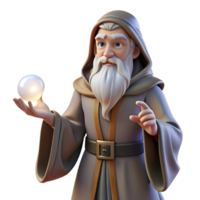 stunning creative A wise old wizard with a long white beard and intricate robes, holding a glowing orb in his outstretched hand. Rembrandt lighting. Classical, realistic style exclusive png