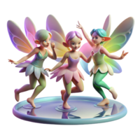 extraordinary classic A group of playful pixies dancing around a moonlit pond, their wings shimmering with rainbow hues. Soft, ethereal lighting. Impressionistic style 4K png