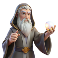 elegant vintage A wise old wizard with a long white beard and intricate robes, holding a glowing orb in his outstretched hand. Rembrandt lighting. Classical, realistic style high quality png