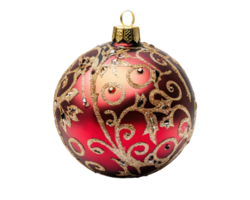 A red and gold christmas ornament with a gold and silver design png