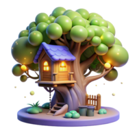 impressive abstract A whimsical treehouse nestled in the branches of a giant, glowing tree, surrounded by fireflies. Soft, magical lighting. Fairytale, dreamlike style genuine png