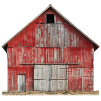 Rustic Red Barn with Weathered Wood Siding and Large Sliding Doors png