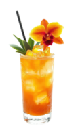 A drink with an orange flower and a straw png