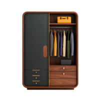 Modern wardrobe with clothes and accessories. Interior design concept. png