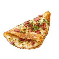 Savory crepe filled with cheese and bacon, garnished with fresh thyme. Delicious breakfast or brunch option. png