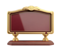 A gold frame with a red sign on it png