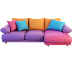 A colorful couch with pillows on it png
