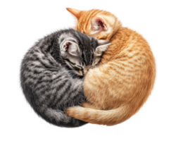 Two cats curled up together in a circle png