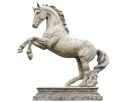 majestic statue of rearing horse, showcasing intricate details and dynamic pose, isolated on transparency background. This artwork captures strength and grace of horse png