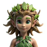 magnificent creative A graceful dryad with bark-like skin and leafy hair, emerging from a ancient tree. Soft, dappled lighting. Natural, ethereal style authentic png