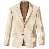 A stylish beige linen blend men's sports jacket illustration featuring a two button closure and subtle texture png