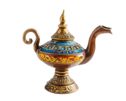 ancient treasure lamp with intricate designs and vibrant colors, showcasing blend of artistry and history. This decorative piece adds touch of mystique to any setting png