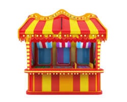 vibrant carnival game booth with colorful striped canopy and bright lights, isolated on transparency background, evokes festive atmosphere png