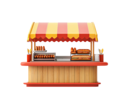 A hot dog stand with a canopy and a table png