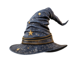 moonlit mage hat with starry patterns and gold accents, isolated on white png