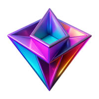 dramatic artistic Fractured geometric shapes in vibrant neon hues, casting long, sharp shadows under a harsh, directional light, cyberpunk style exclusive png