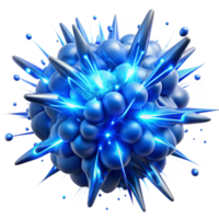 serene abstract A chaotic explosion of particles and light trails, resembling a supernova, with a cool, electric blue color palette, digital art style original png
