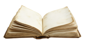 open vintage journal with blank pages, showcasing its aged texture and craftsmanship. Perfect for writing, sketching, or journaling png