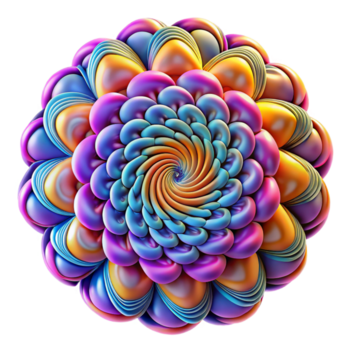 dramatic abstract A mesmerizing pattern of fractal geometry, with infinite detail and complexity, in a vibrant, psychedelic color scheme detailed png