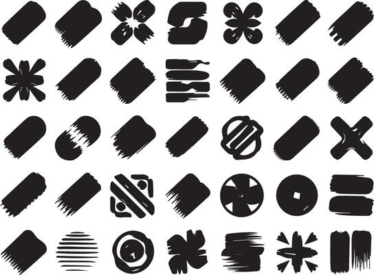 A set of black and white brush strokes