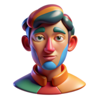 dramatic minimalist An abstract interpretation of a human face, using distorted shapes and bold colors, in a surrealist, portrait style authentic png