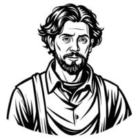 Minimalist White Background Sketch of a Painter vector