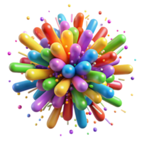 elegant modern A chaotic explosion of colorful particles, resembling a burst of confetti, in a celebratory, festive style authentic png