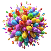 serene artistic A chaotic explosion of colorful particles, resembling a burst of confetti, in a celebratory, festive style high resolution png