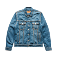 Classic blue denim jacket on a transparent background. Fashionable outerwear for casual style. png