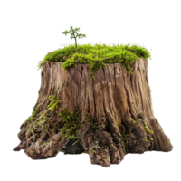 Ancient Tree Stump with Moss and Tiny Sapling a Symbol of Rebirth and Nature's Resilience png