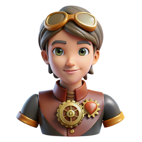 beautiful creative Portrait of a person with a clockwork heart visible through their chest, steampunk style authentic png