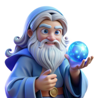 serene minimalist A wise old wizard with a long white beard and twinkling blue eyes, holding a glowing orb, surrounded by swirling arcane symbols. Soft, ethereal lighting. Pre-Raphaelite style premium png