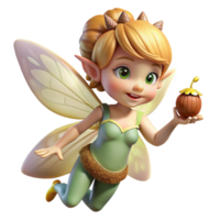 wonderful traditional A playful pixie with gossamer wings and sparkling eyes, sprinkling pixie dust from a tiny acorn shell. Soft, magical lighting. Rococo style genuine png