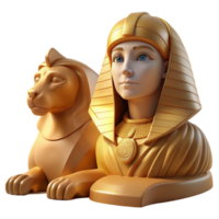 stunning modern A mysterious sphinx with the body of a lion and the head of a woman, gazing enigmatically into the distance. Golden hour lighting. Egyptian art style 4K png