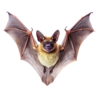 Adorable Little Brown Bat with Wings Spread Wide Against Black Background png