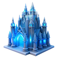 extraordinary creative Gothic cathedral made of ice, intricate carvings, ethereal blue light emanating from within, hyperrealistic, ray tracing premium png
