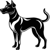 Silhouette of a Dog Standing on Its Hind Legs Against a White Background vector