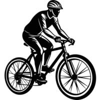 Silhouette of a Cyclist Against a White Background vector