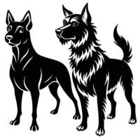 Silhouette of Dogs on a White Background vector