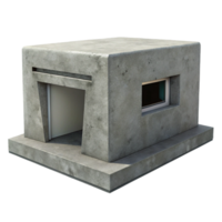 impressive traditional A minimalist concrete bunker with a single small window, harsh daylight, stark and brutalist original png