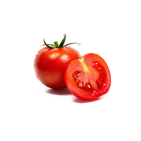 Closeup of a Juicy Red Tomato and a Sliced Half Showing Seeds and Pulp png