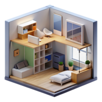 extraordinary abstract A micro-apartment with space-saving design, minimalist and functional exclusive png