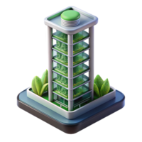 serene creative A vertical farm skyscraper with integrated agriculture, futuristic and sustainable high quality png