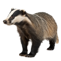 European Badger standing on a white background in profile view png