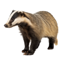 A Profile View of an European Badger Standing on a White Background png