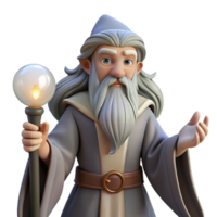 magnificent contemporary A wise old wizard with a long, flowing beard holding a glowing orb, dimly lit chamber, realistic fantasy style authentic png