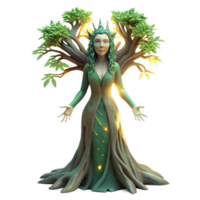 dramatic creative A serene dryad emerging from a ancient tree, dappled sunlight, ethereal art style exclusive png