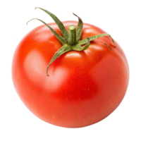 A single ripe red tomato isolated on a black background, showcasing its vibrant color and smooth skin texture png