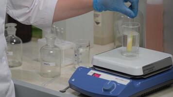 Laboratory Experiment Using Magnetic Stirrer and Beaker video