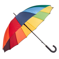A vibrant multicolored umbrella against a black background png